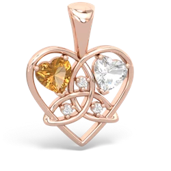 Citrine Celtic Trinity Heart 14K Rose Gold pendant P5331