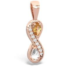 Citrine Diamond Infinity 14K Rose Gold pendant P5390