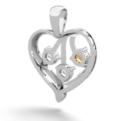 Citrine Glowing Heart 14K White Gold pendant P2233