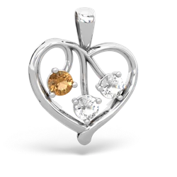 Citrine Glowing Heart 14K White Gold pendant P2233