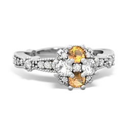 Citrine Sparkling Tiara Cluster 14K White Gold ring R26293RD