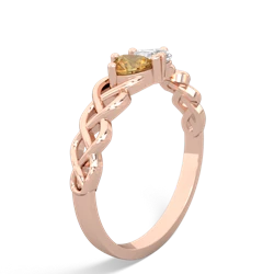 Citrine Heart To Heart Braid 14K Rose Gold ring R5870