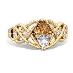 Citrine Keepsake Celtic Knot 14K Yellow Gold ring R5300