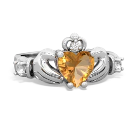 Citrine Claddagh Keepsake 14K White Gold ring R5245