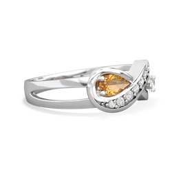 Citrine Diamond Infinity 14K White Gold ring R5390