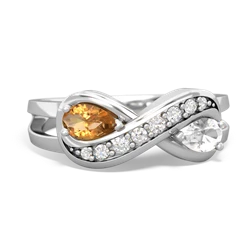 Citrine Diamond Infinity 14K White Gold ring R5390