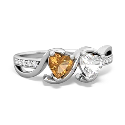 Citrine Side By Side 14K White Gold ring R3090