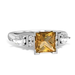 Citrine 6Mm Princess Eternal Embrace Engagement 14K White Gold ring C2002