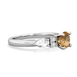 Citrine 6Mm Round Eternal Embrace Engagement 14K White Gold ring R2005