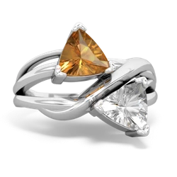 Citrine Split Band Swirl 14K White Gold ring R2341