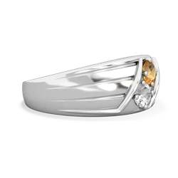 Citrine Men's Streamline 14K White Gold ring R0460