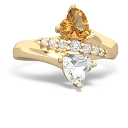 Citrine Heart To Heart 14K Yellow Gold ring R2064