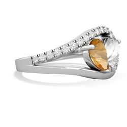 Citrine Nestled Heart Keepsake 14K White Gold ring R5650