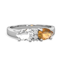 Citrine Pear Bowtie 14K White Gold ring R0865