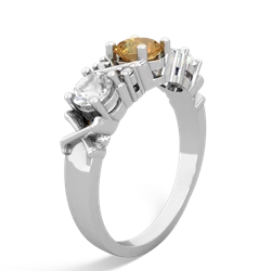 Citrine Hugs And Kisses 14K White Gold ring R5016