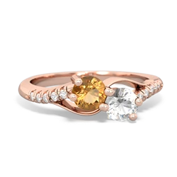 Citrine Infinity Pave Two Stone 14K Rose Gold ring R5285