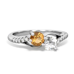 Citrine Infinity Pave Two Stone 14K White Gold ring R5285