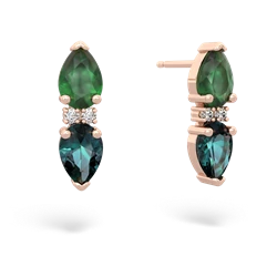 Emerald Bowtie Drop 14K Rose Gold earrings E0865