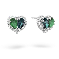 Emerald Halo 14K White Gold earrings E7008