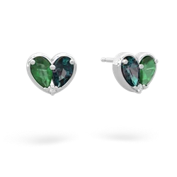 Emerald 'Our Heart' 14K White Gold earrings E5072