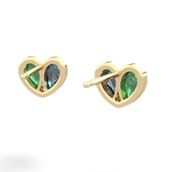 Emerald 'Our Heart' 14K Yellow Gold earrings E5072