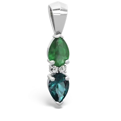 Emerald Bowtie Drop 14K White Gold pendant P0865