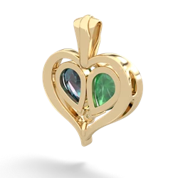 Emerald Two Become One 14K Yellow Gold pendant P5330