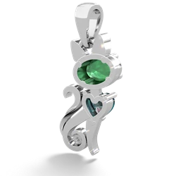 Emerald Kitten 14K White Gold pendant P5780