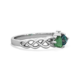 Emerald Heart To Heart Braid 14K White Gold ring R5870