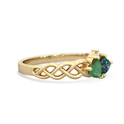 Emerald Heart To Heart Braid 14K Yellow Gold ring R5870