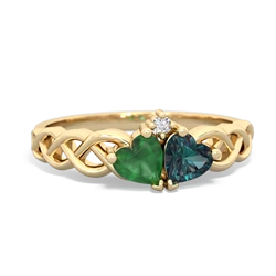 Emerald Heart To Heart Braid 14K Yellow Gold ring R5870