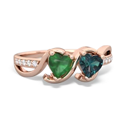 Emerald Side By Side 14K Rose Gold ring R3090