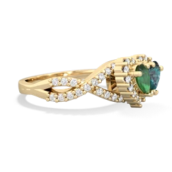 Emerald Diamond Twist 'One Heart' 14K Yellow Gold ring R2640HRT