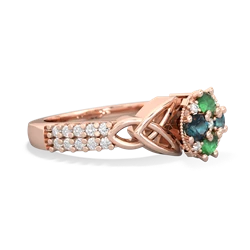 Emerald Celtic Knot Cluster Engagement 14K Rose Gold ring R26443RD