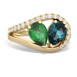 Emerald Nestled Heart Keepsake 14K Yellow Gold ring R5650