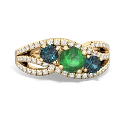 Emerald Three Stone Aurora 14K Yellow Gold ring R3080