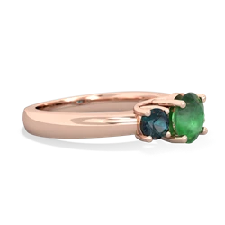 Emerald Three Stone Round Trellis 14K Rose Gold ring R4018