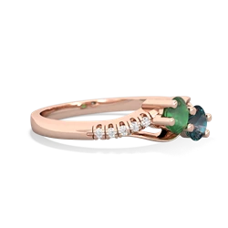 Emerald Infinity Pave Two Stone 14K Rose Gold ring R5285