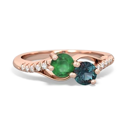 Emerald Infinity Pave Two Stone 14K Rose Gold ring R5285