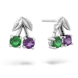 Emerald Sweet Cherries 14K White Gold earrings E7001