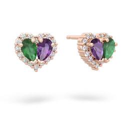 Emerald Halo 14K Rose Gold earrings E7008