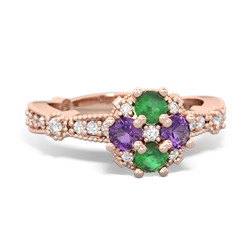 Emerald Sparkling Tiara Cluster 14K Rose Gold ring R26293RD