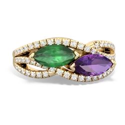 Emerald Diamond Rivers 14K Yellow Gold ring R3070