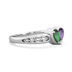 Emerald Filligree 'One Heart' 14K White Gold ring R5070