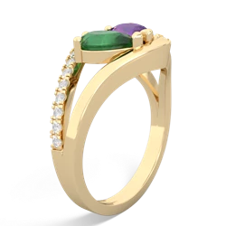 Emerald Nestled Heart Keepsake 14K Yellow Gold ring R5650