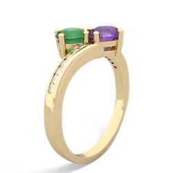 Emerald Channel Set Two Stone 14K Yellow Gold ring R5303