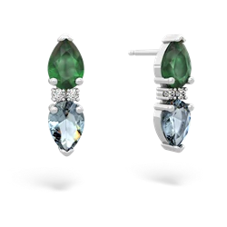 Emerald Bowtie Drop 14K White Gold earrings E0865