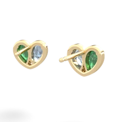 Emerald 'Our Heart' 14K Yellow Gold earrings E5072