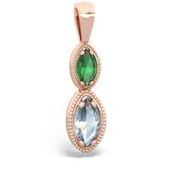 Emerald Antique-Style Halo 14K Rose Gold pendant P5700