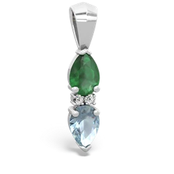 Emerald Bowtie Drop 14K White Gold pendant P0865